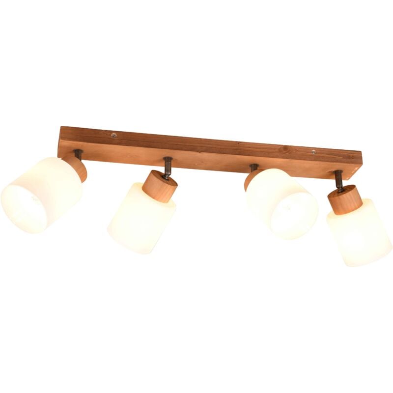 foto del prodotto assam barra 4 spots base legno con vetri bianchi l. 60cm attacco e14