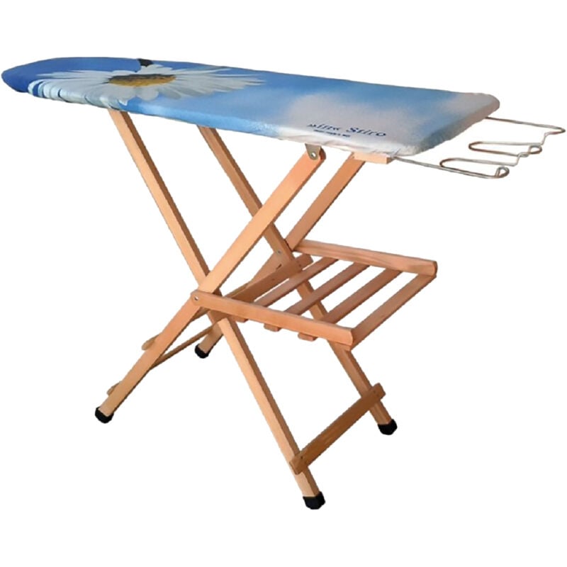 foto del prodotto asse da stiro 114 x 37 cm con telaio in faggio e poggiaferro in ferro con portata max 4 kg