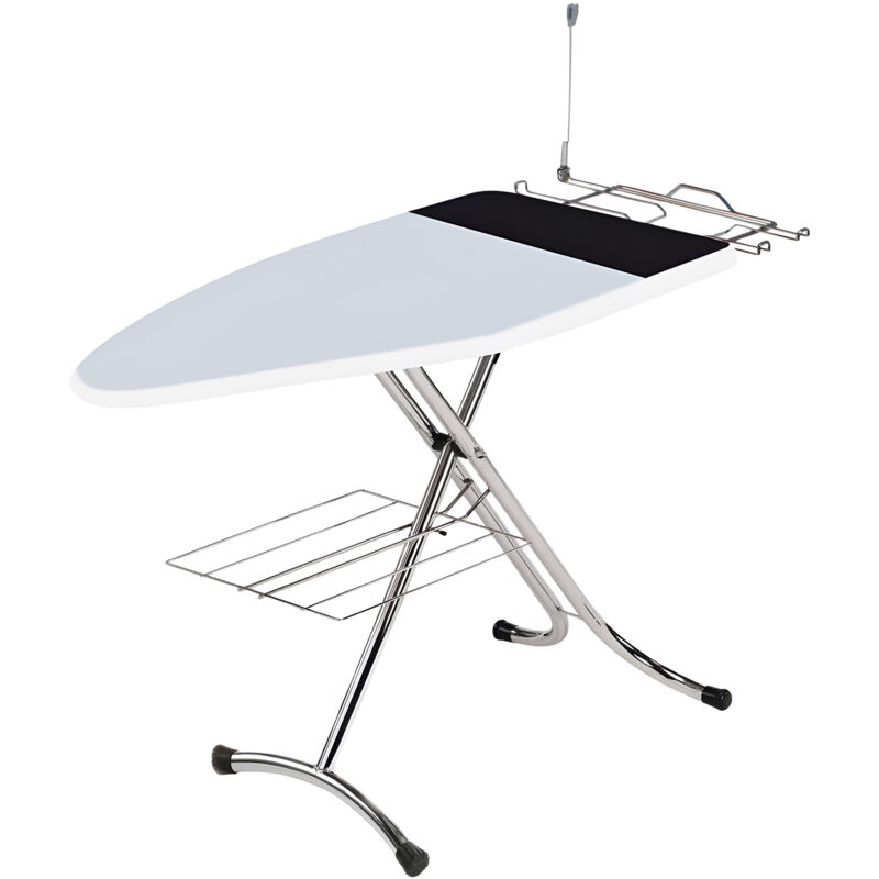 foto del prodotto asse da stiro con poggiaferro e portabiancheria 125x48 cm luxor plus grigio