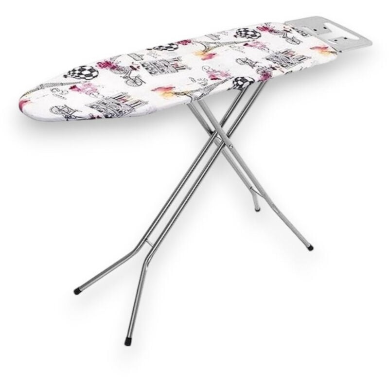 foto del prodotto asse da stiro in acciaio con ripiano a rete 105x30xh89 cm con fermo sicurezza