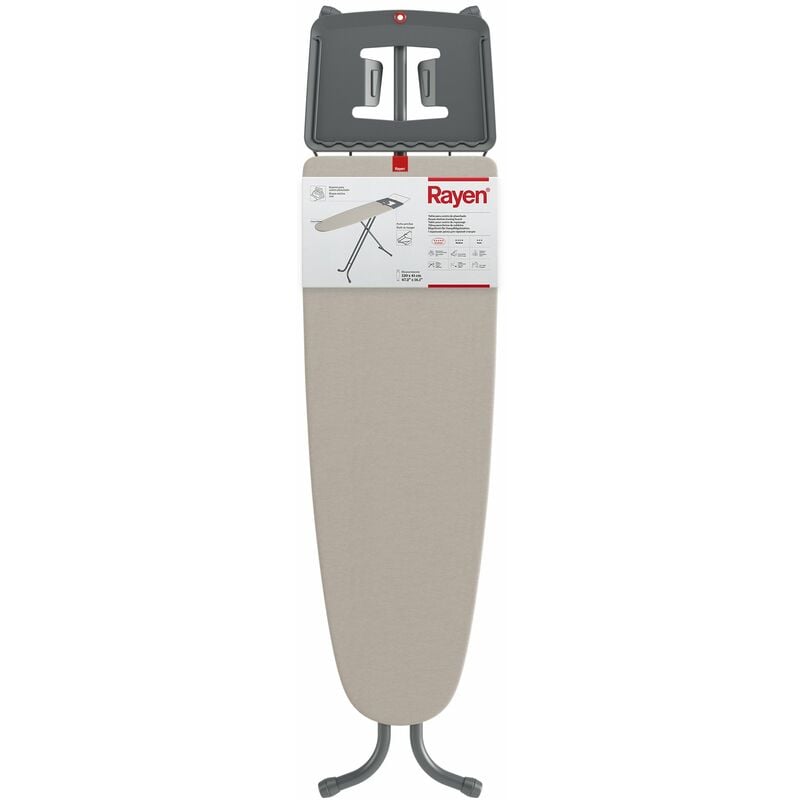 foto del prodotto asse da stiro tavolo ferro e supporto appendiabiti misure 120 x 41 cm gamma premium, metallo, grigio e beige rayen