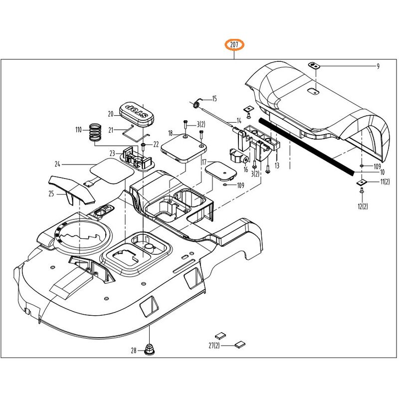 foto del prodotto assieme coperchio superiorie originale worx robot rasaerba wr141e