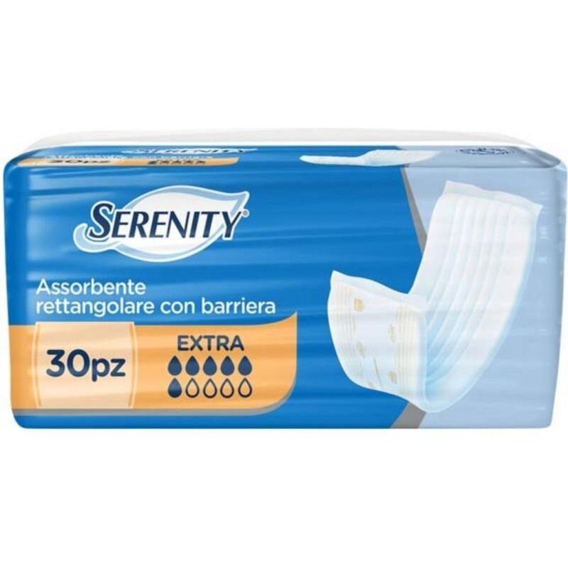 foto del prodotto assorbenti con barriera rettangolare in confezione da 30 pezzi serenity