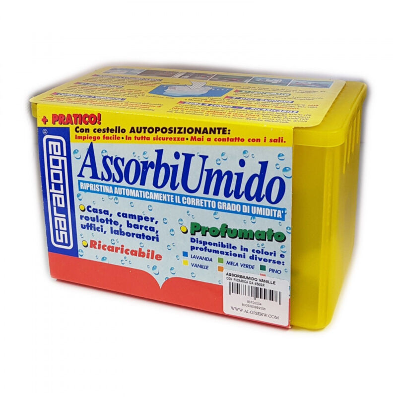 foto del prodotto assorbiumido in vaschetta con 1 ricarica da 450gr fragranza vanille