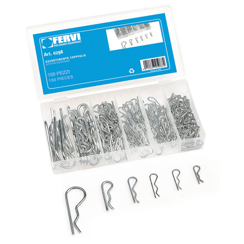 foto del prodotto assortimento 150 pz coppiglie di sicurezza fervi 0298