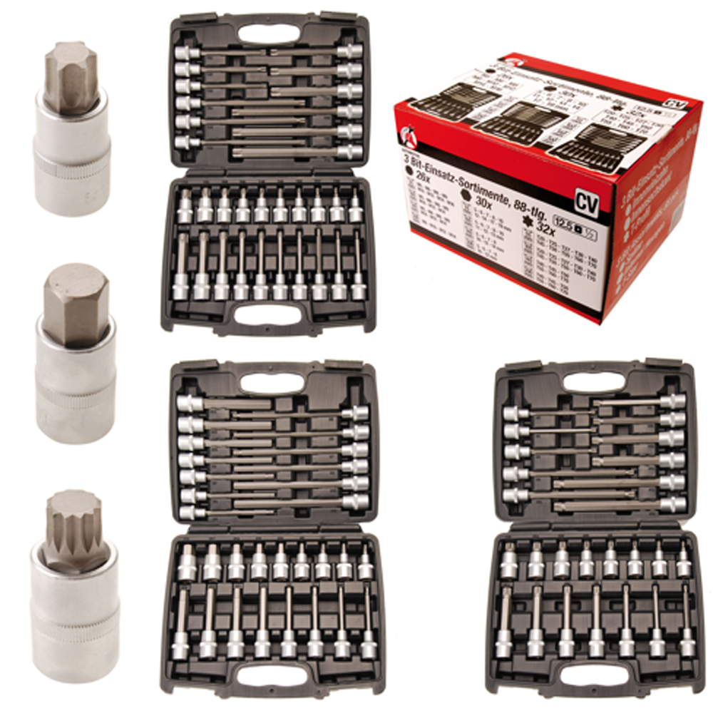 foto del prodotto assortimento 88pz chiavi a bussola inserti torx esagonali xzn 12,5mm 1 2 bgs bgs5186