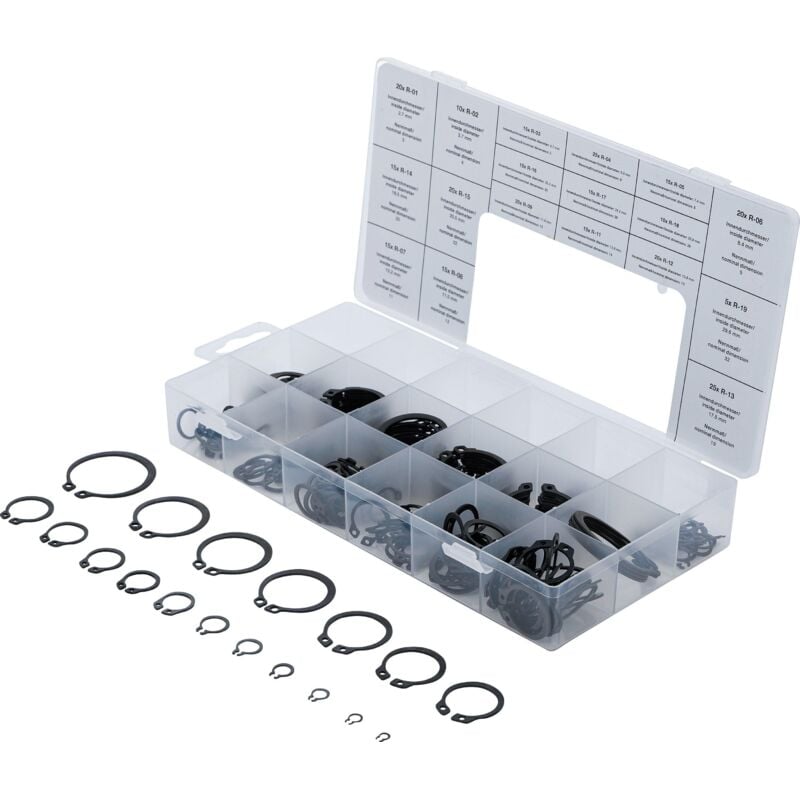 foto del prodotto assortimento anelli seeger esterni anelli d arresto 3 32 mm 300 pz.
