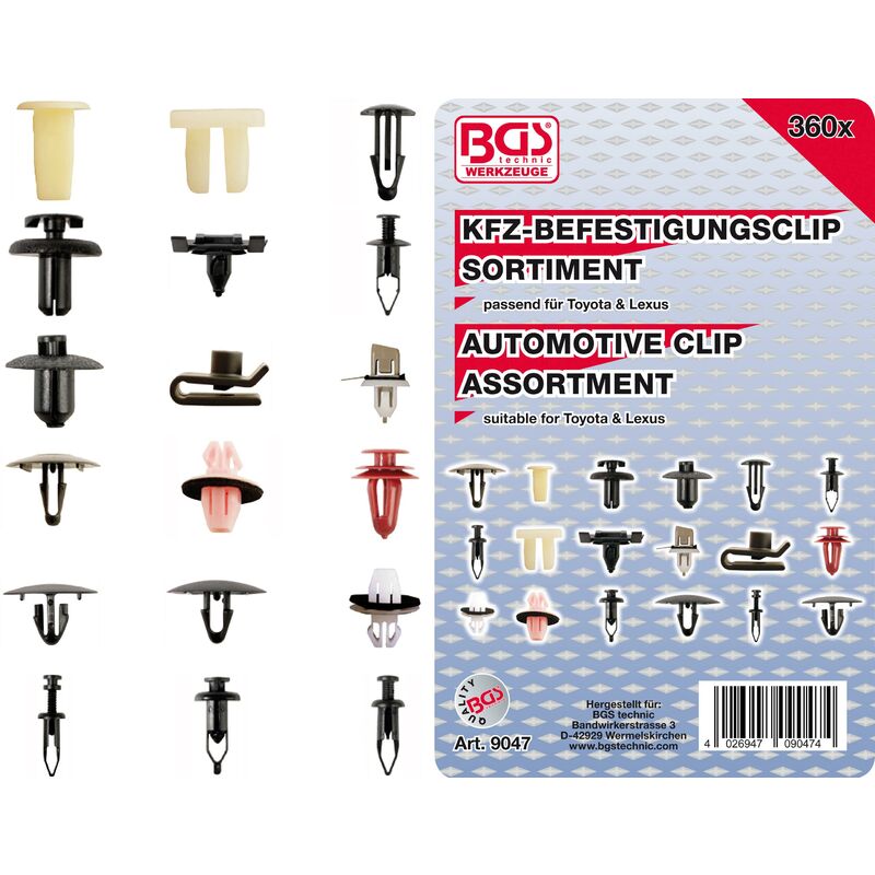 foto del prodotto assortimento clip di fissaggio per toyota, lexus 360 pz.
