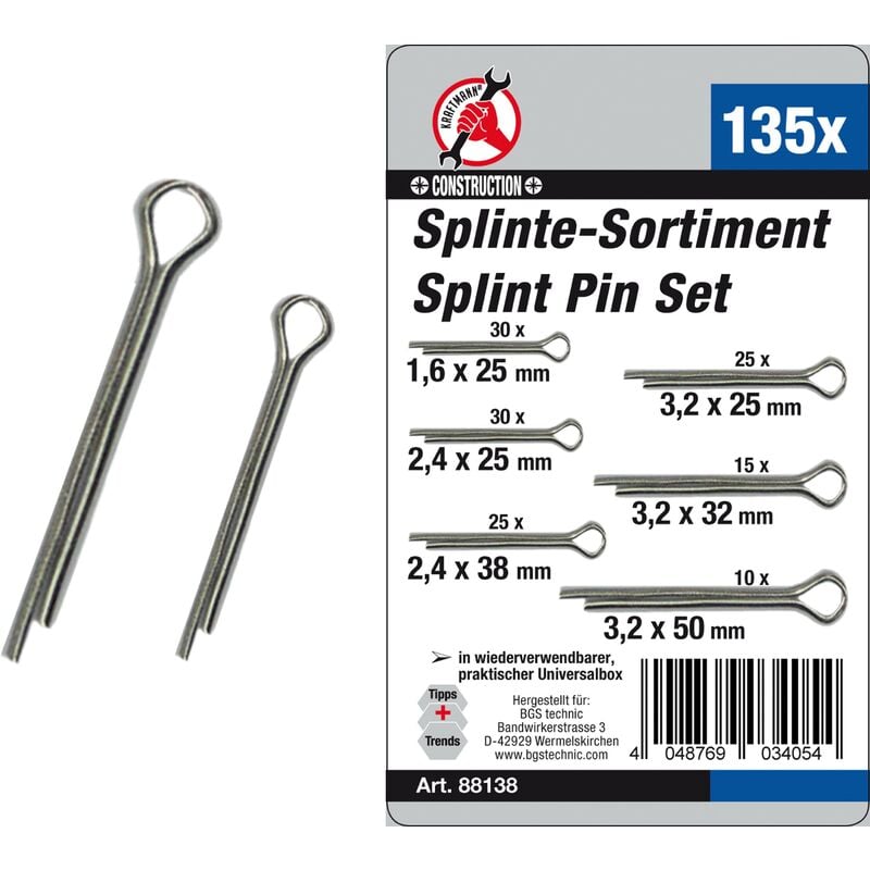 foto del prodotto assortimento coppiglie 1,6 3,2 mm 135 pz.