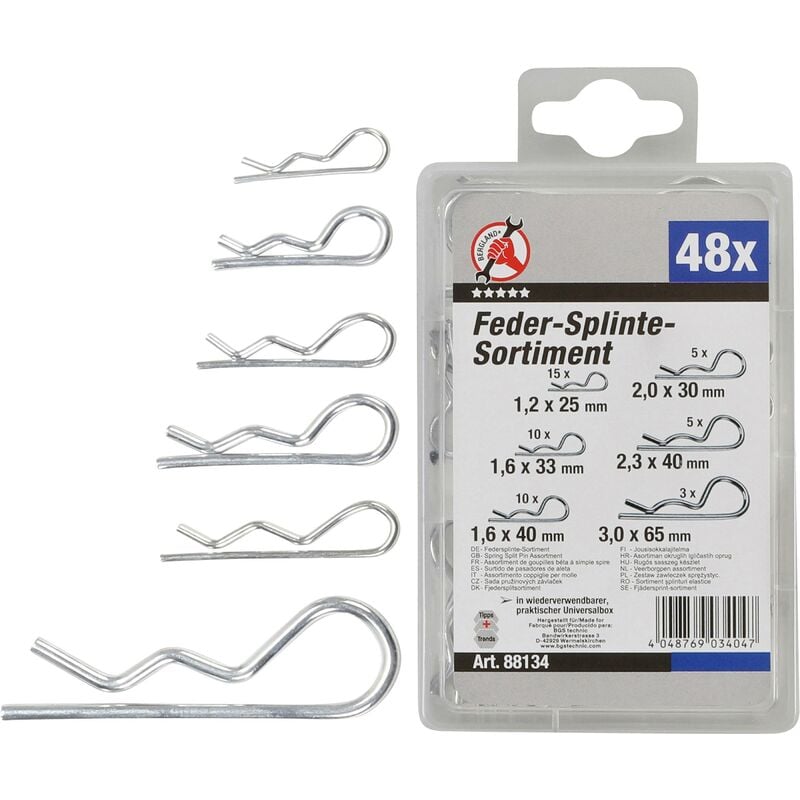 foto del prodotto assortimento coppiglie per molle 1,2 3,0 mm 48 pz.
