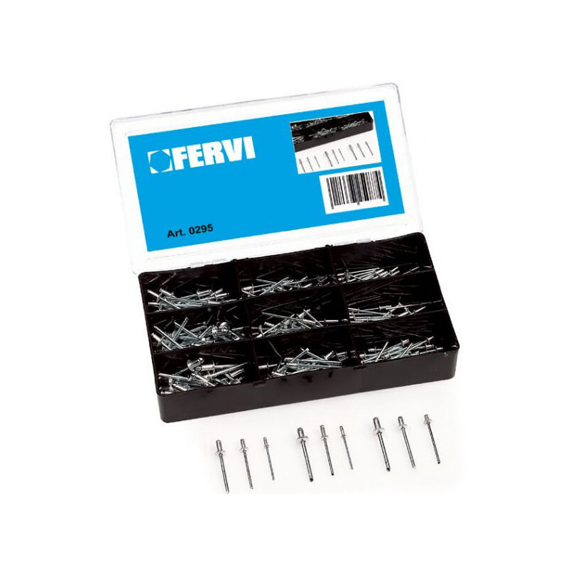 foto del prodotto assortimento di 225 rivetti vari diametri fervi 0295