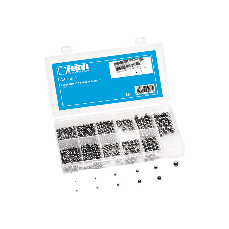 foto del prodotto assortimento di 430 sfere d acciaio cromate in pollici 0116p