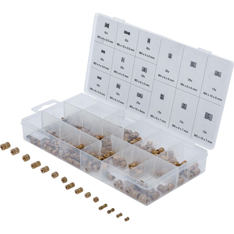 foto del prodotto assortimento di dadi a pressione ottone 330 pz.