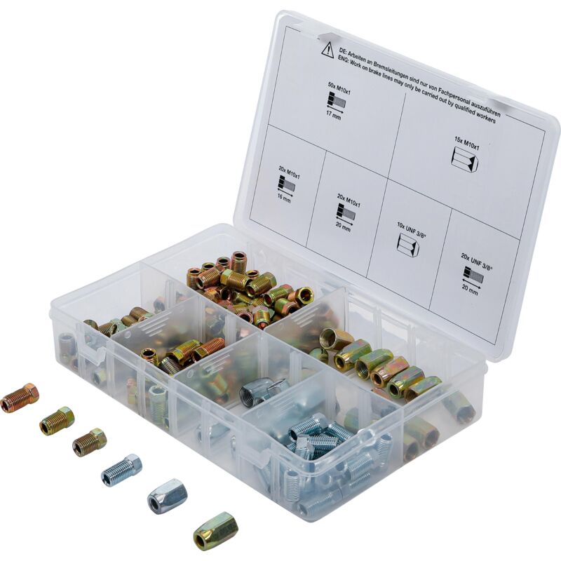 foto del prodotto assortimento di dadi e bulloni per raccordi dei tubi dei freni 135 pz.