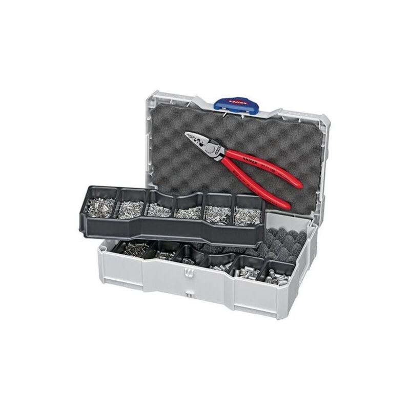 foto del prodotto assortimento di ghiere a filo knipex 1401 pezzi 0,75 25,00 mm pinza per crimpare in un contenitore