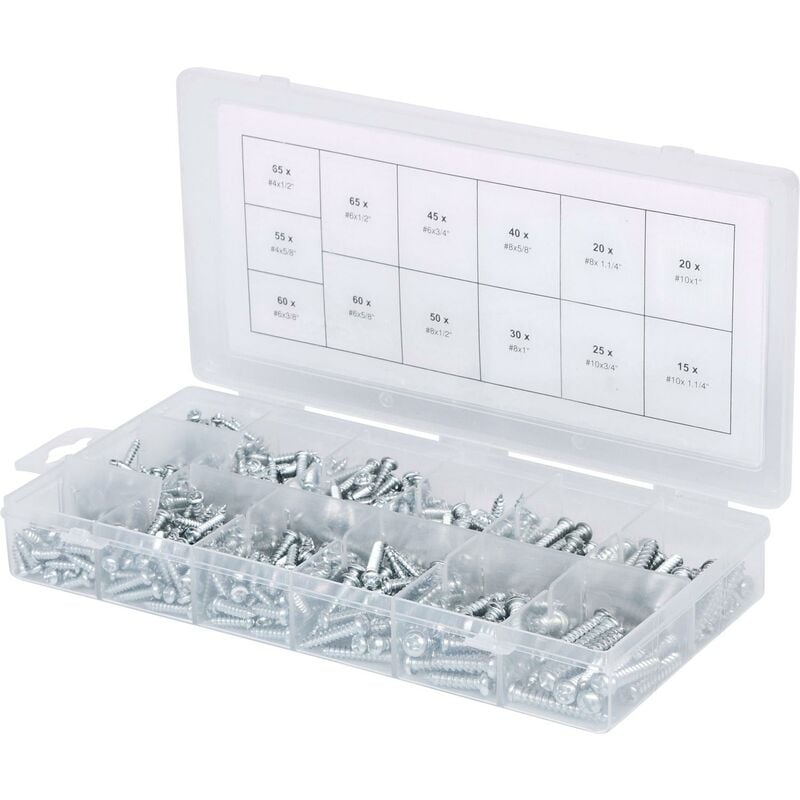 foto del prodotto assortimento di viti autofilettanti testa svasata, 550 pz