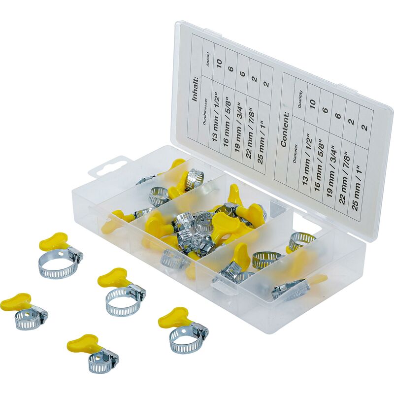 foto del prodotto assortimento fascette stringitubo c vite a farfalla 26 pz.