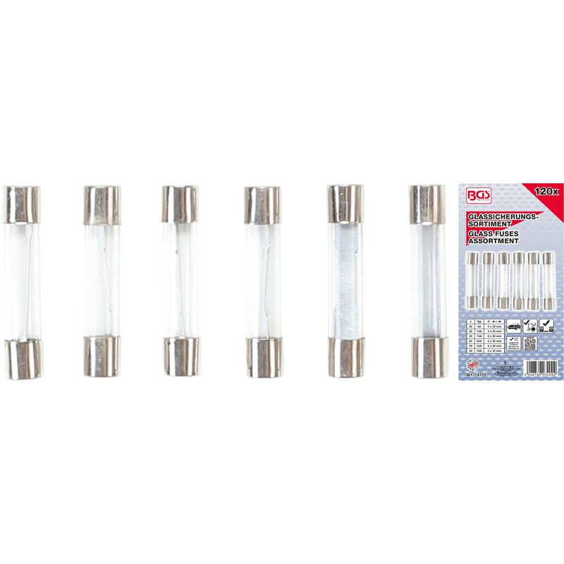 foto del prodotto assortimento fusibili in vetro 120 pz.