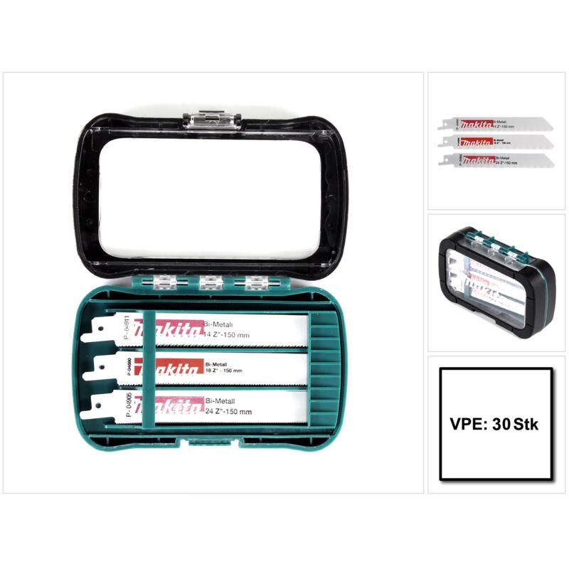 foto del prodotto assortimento lame per seghetto diritto p 81290 bi metall 30 pz. in pratico box makita