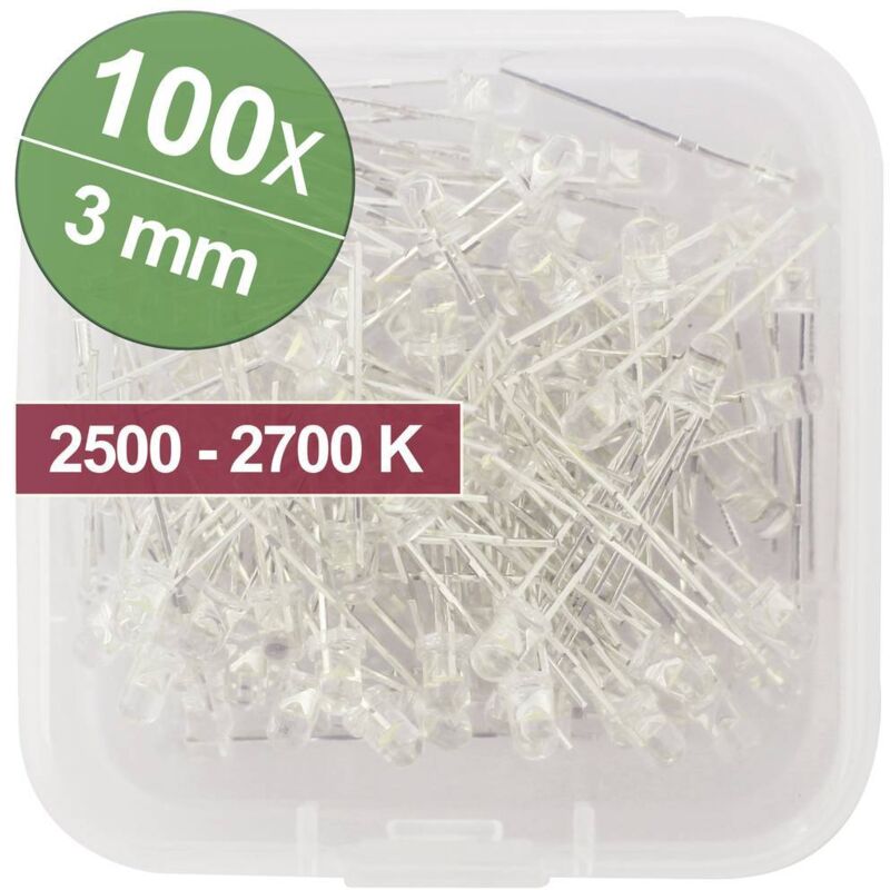 foto del prodotto assortimento led bianco caldo 3 mm 20 ma 3.0 v quadrios