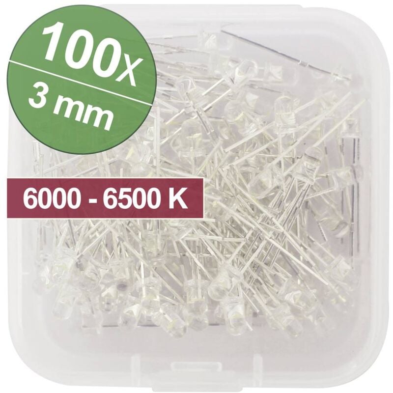 foto del prodotto assortimento led bianco freddo 3 mm 20 ma 3.0 v quadrios
