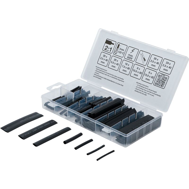 foto del prodotto assortimento manicotti termorestringenti neri 126 pz.