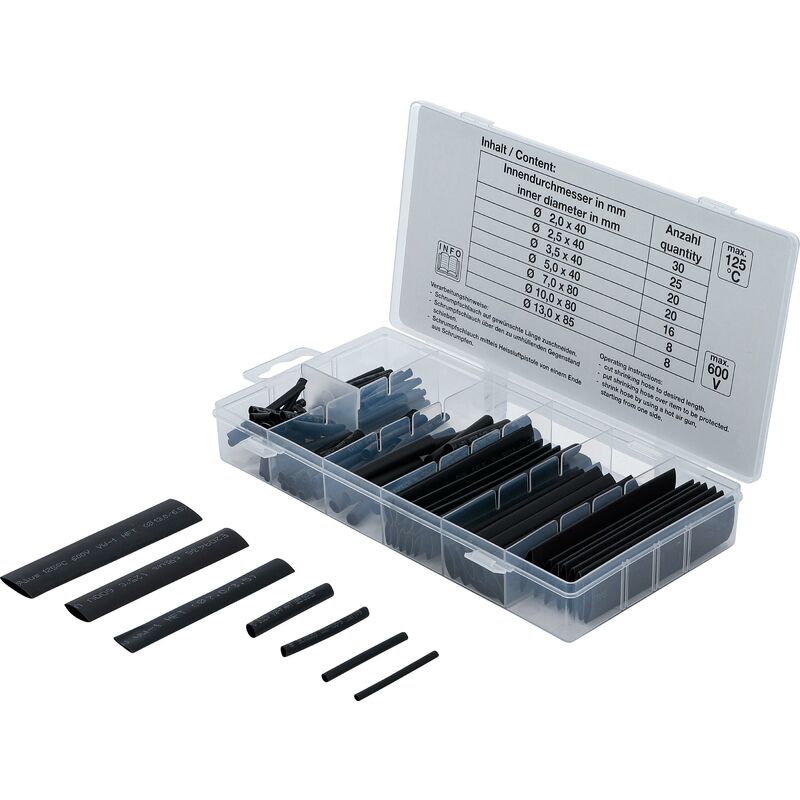 foto del prodotto assortimento manicotti termorestringenti neri 127 pz.
