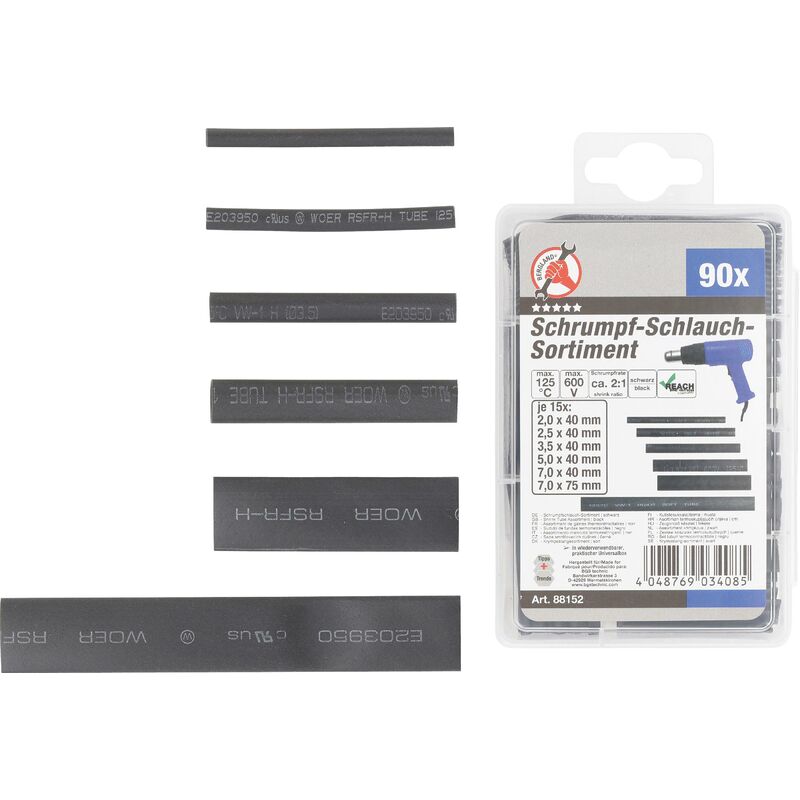 foto del prodotto assortimento manicotti termorestringenti neri 90 pz.