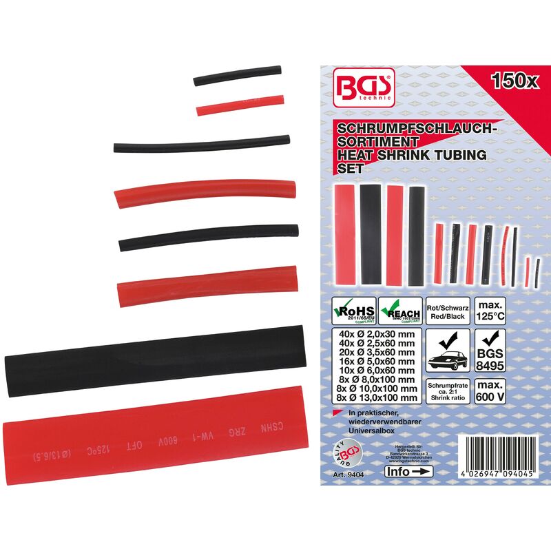 foto del prodotto assortimento manicotti termorestringenti rossi neri 150 pz.