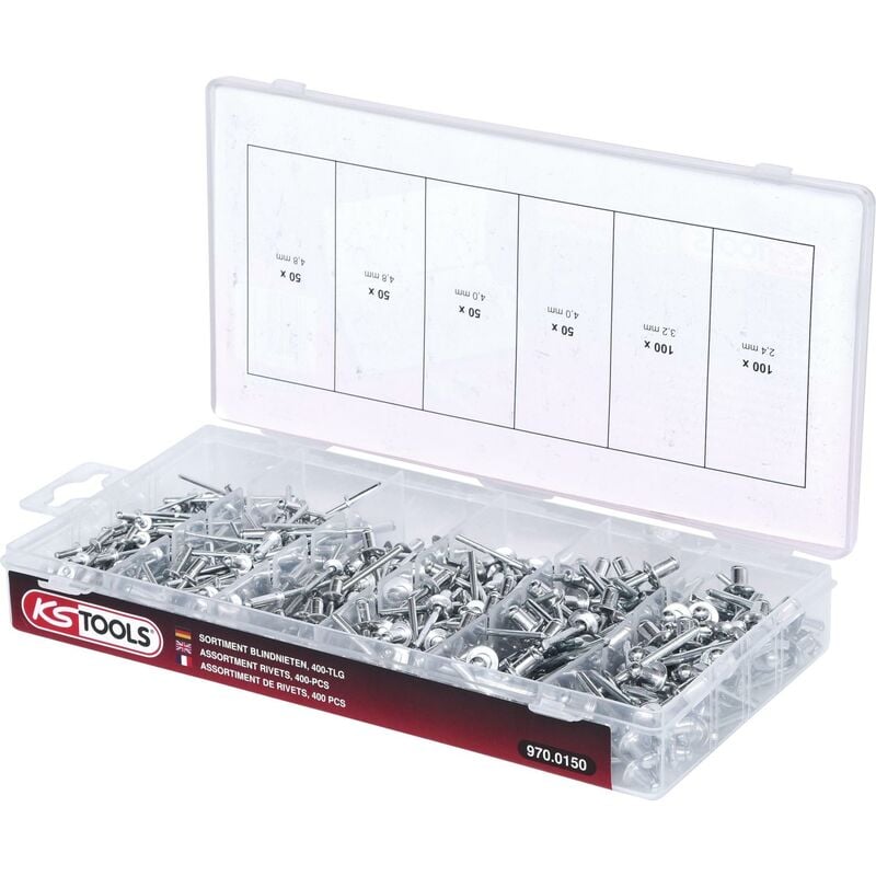 foto del prodotto assortimento rivetti a strappo, 400 pz