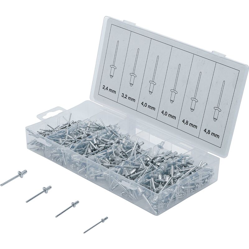 foto del prodotto assortimento rivetti a strappo alluminio 2,4 4,8 mm 400 pz.