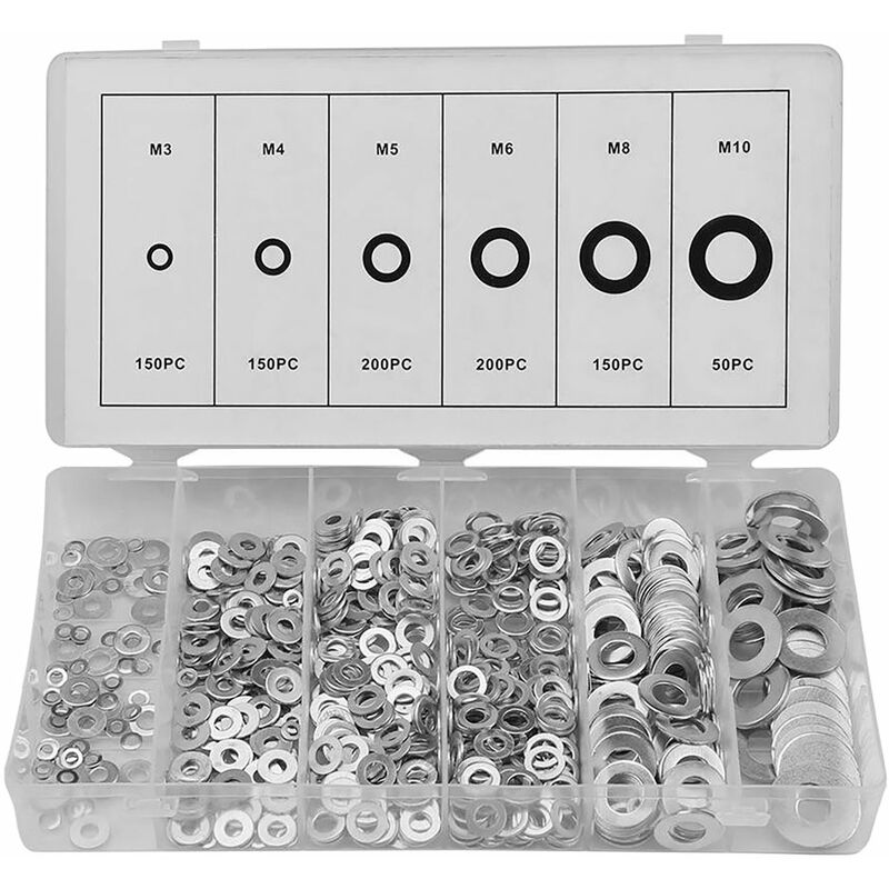 foto del prodotto assortimento rondelle piane totale 900 pz