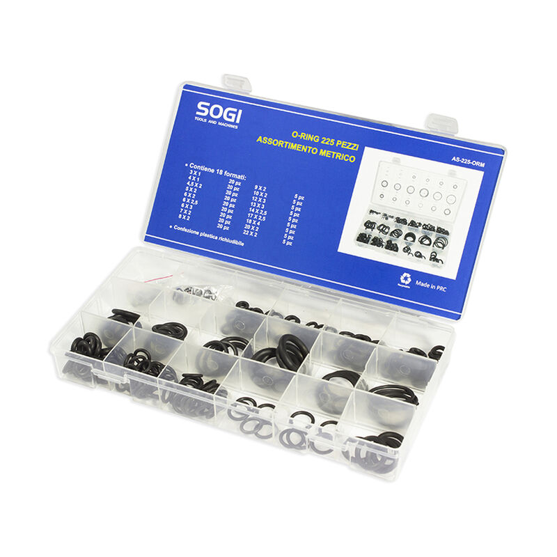 foto del prodotto assortimento set serie 225 or oring o ring guarnizioni metrici sogi as 225 orm
