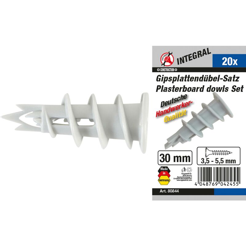 foto del prodotto assortimento tasselli filettati per cartongesso 20 pz.