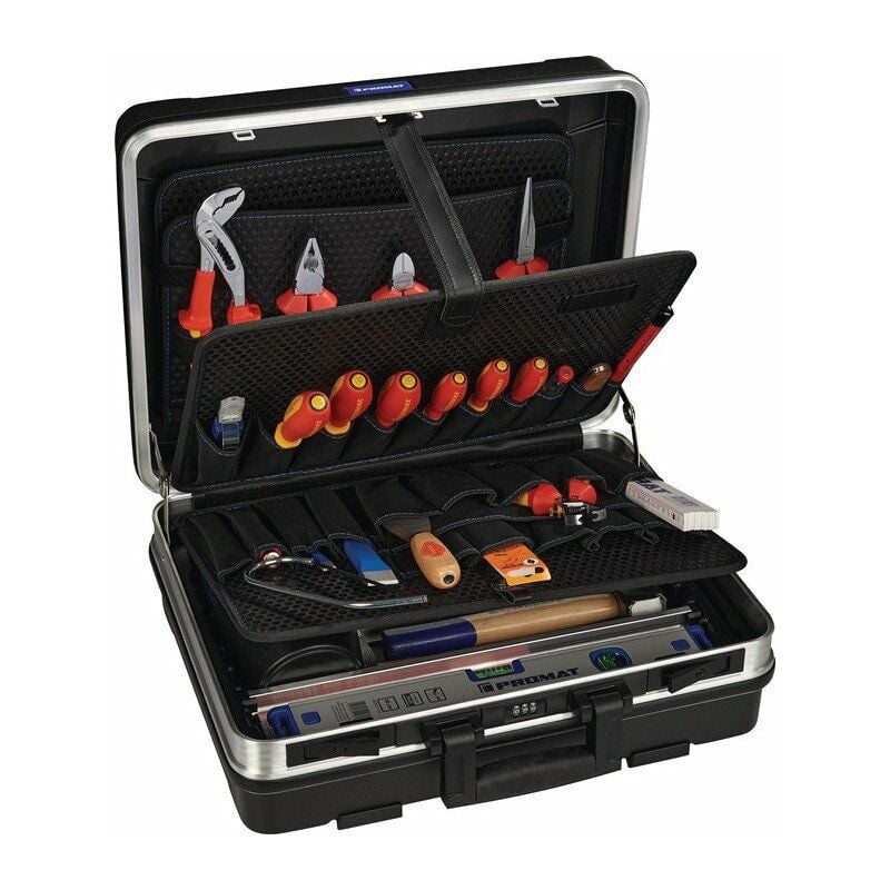 foto del prodotto assortimento utensili valigetta da 46 pezzi con telaio in alluminio per elettricista