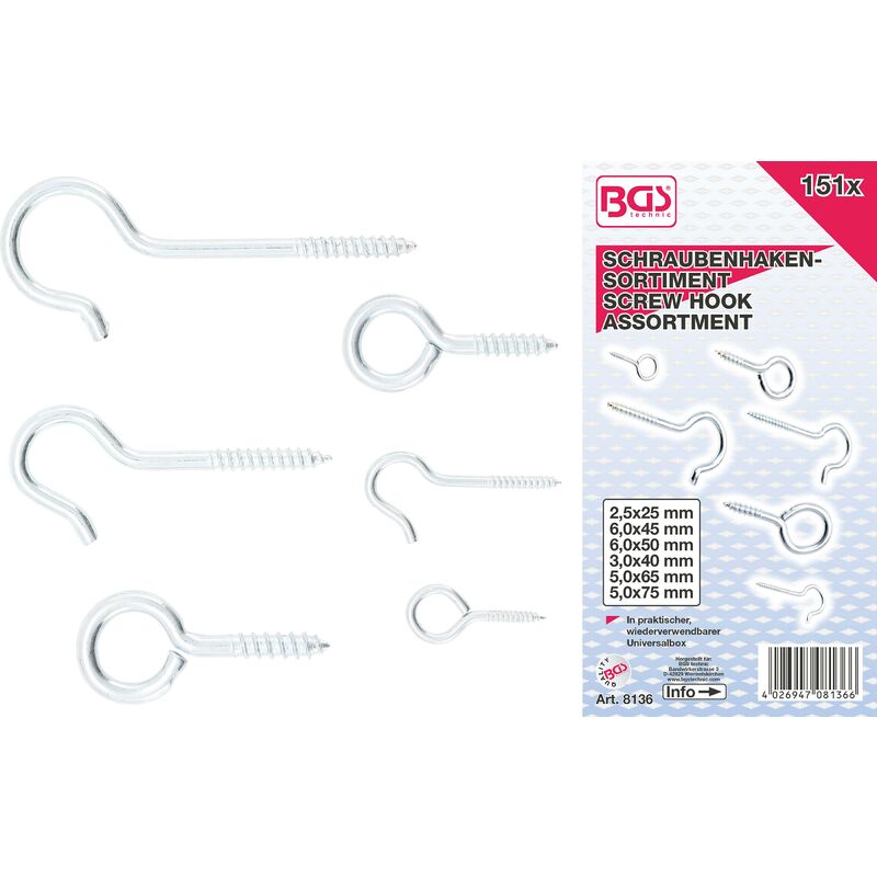 foto del prodotto assortimento viti a occhiello aperto 151 pz.