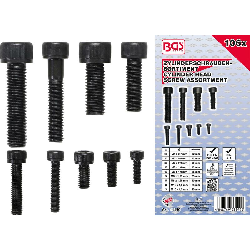 foto del prodotto assortimento viti a testa cilindrica esagono interno 106 pz.