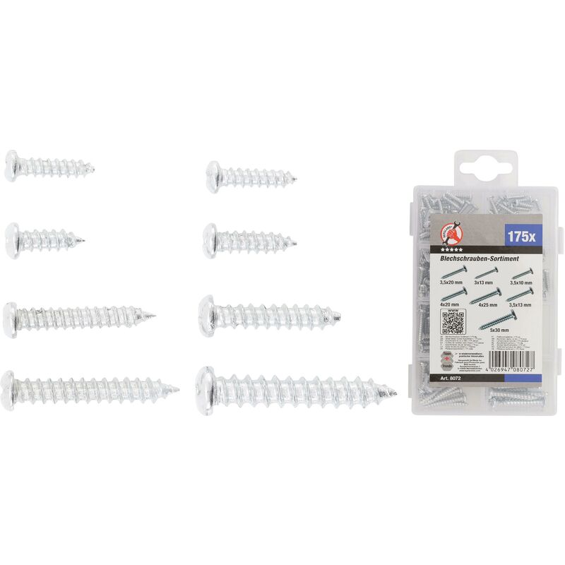 foto del prodotto assortimento viti per lamiera 175 pz.