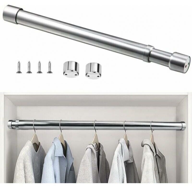 foto del prodotto asta appendiabiti estensibile 31 cm 51 cm in acciaio inox, asta telescopica regolabile per tende, asta appendiabiti estensibile resistente alla