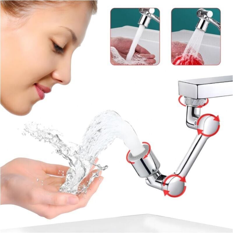 foto del prodotto asta di prolunga universale girevole a 1080 , braccio meccanico girevole grandangolare, rubinetto universale con filtro anti-spruzzi, rubinetto di