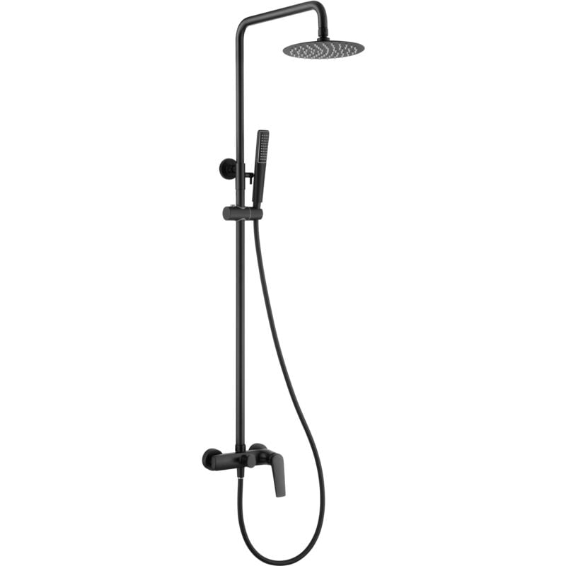 foto del prodotto asta doccia monocomando allungabile colonna doccia rubinetti bagno con doccetta e maniglia doccia colore nero materale