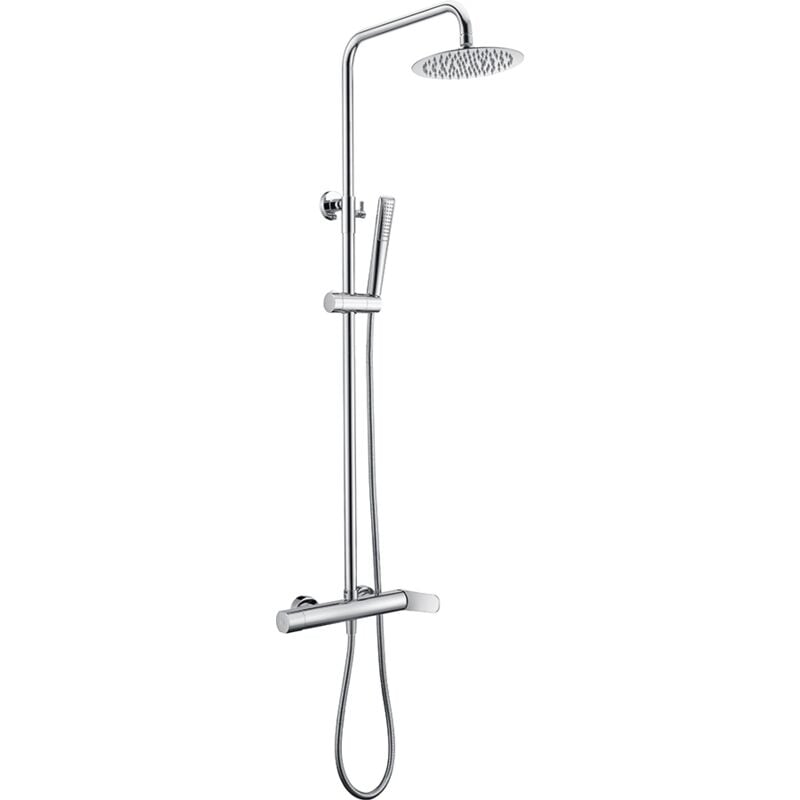 foto del prodotto asta doccia set colonna doccia monocomando con soffione tondo colore cromo