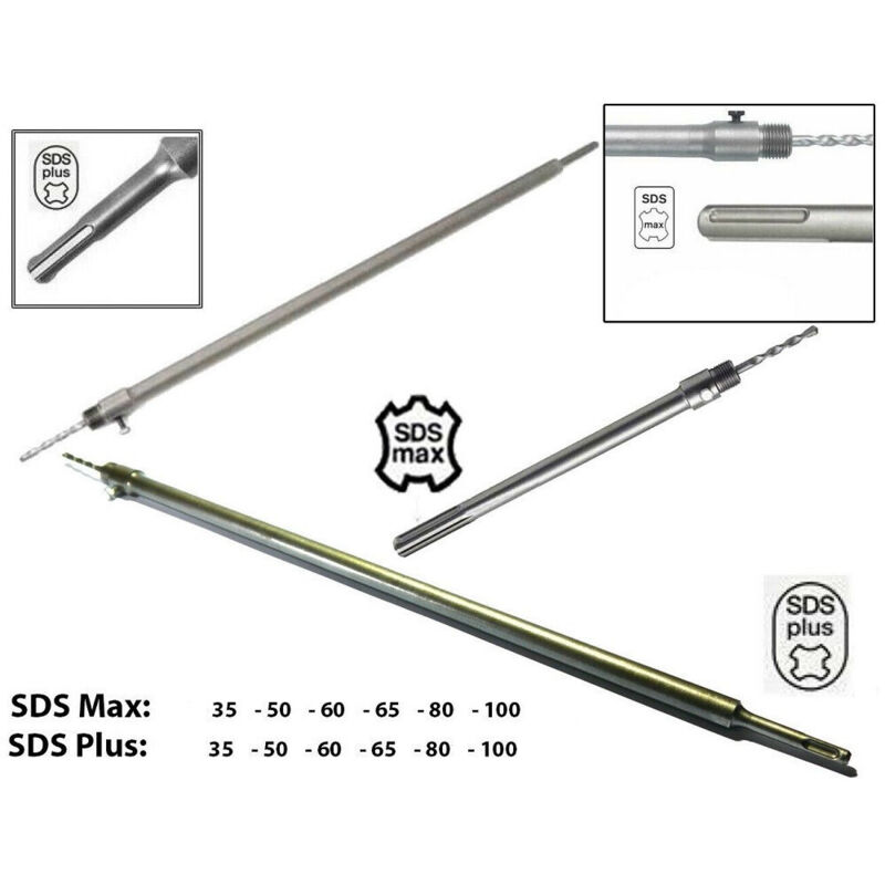 foto del prodotto asta in acciaio per fresa a tazza carotatrice con attacco sds max o sds plus cm sds plus 11 cm trade shop traesio