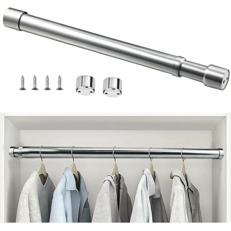 foto del prodotto asta per armadio estensibile in acciaio inox da 51 cm a 80 cm asta per tenda telescopica regolabile tubo per armadio estensibile anticorrosione per armadio bagno cucina camera da letto