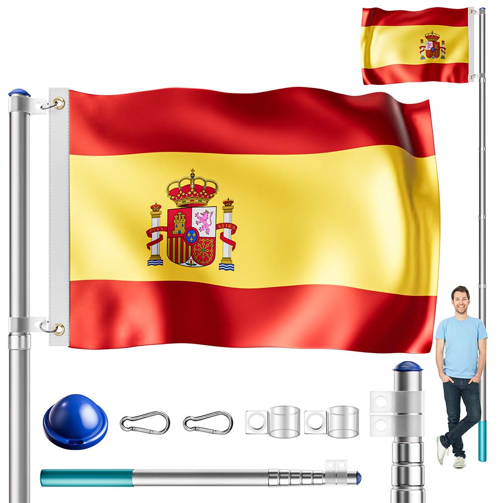 foto del prodotto asta per bandiere in alluminio 630 cm inclusa bandiera della spagna