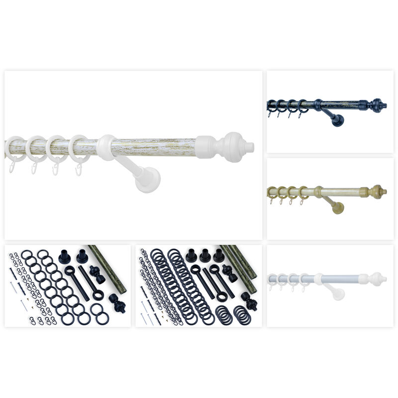 foto del prodotto asta per tende 28mm set completo incl. anelli per tende con ganci in 3 colori 2 metri, pino