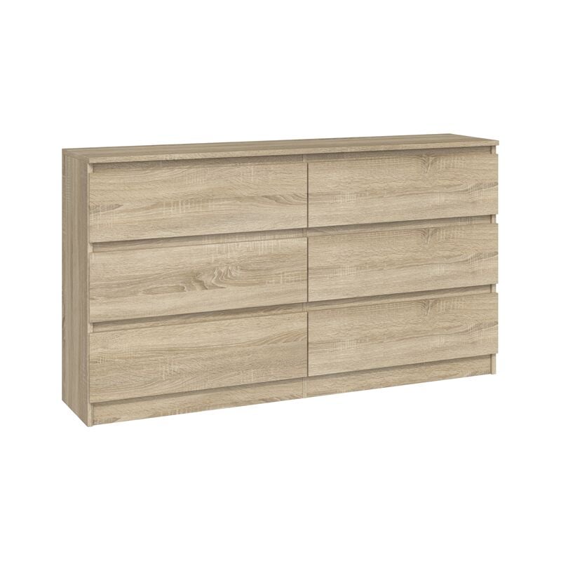 foto del prodotto aster cassettiera grande per camera da letto soggiorno ufficio 6 cassetti 138x40x75cm 6 cassetti stile scandinavo