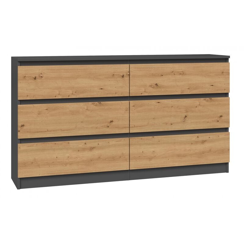 foto del prodotto aster grande cassettiera camera da letto soggiorno ufficio 6 cassetti 138x40x75cm 6 cassetti stile scandinavo