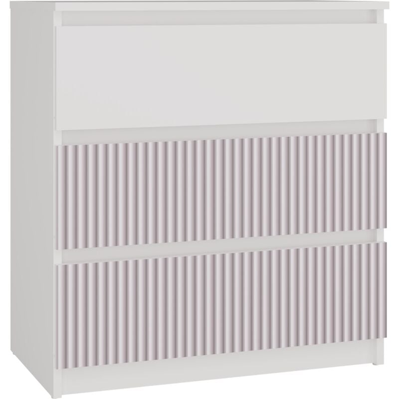 foto del prodotto aster t3 cassettiera per bambini 70x40x77 3 cassetti mobile moderno bianco e rosa