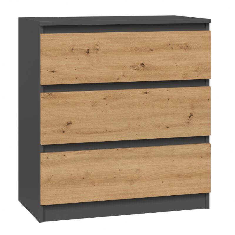 foto del prodotto aster t3 cassettiera per camera da letto con 3 cassetti 77x70x40 mobile contenitore stile scandinavo